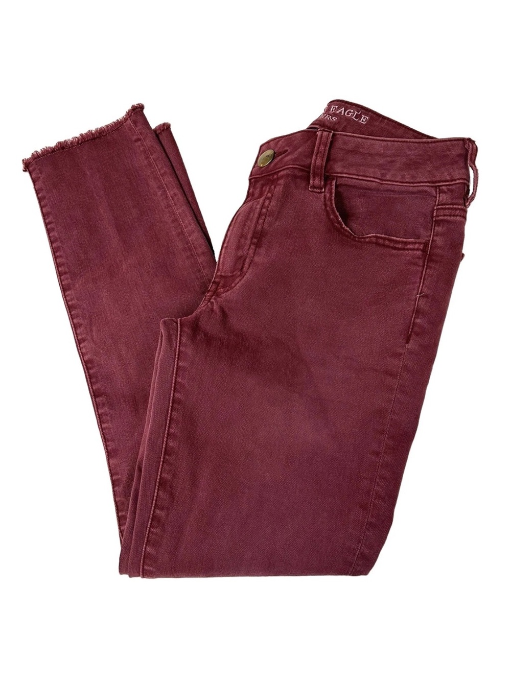American Eagle Women’s Jeans Jegging Crop Size 6 Burgundy Red Stretch #1868